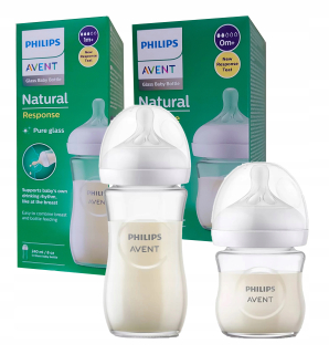 PHILIPS RESPONSE AVENT NATURAL 3,0 SADA SKLENENÝCH FĽAŠ 120ml+ 240ml